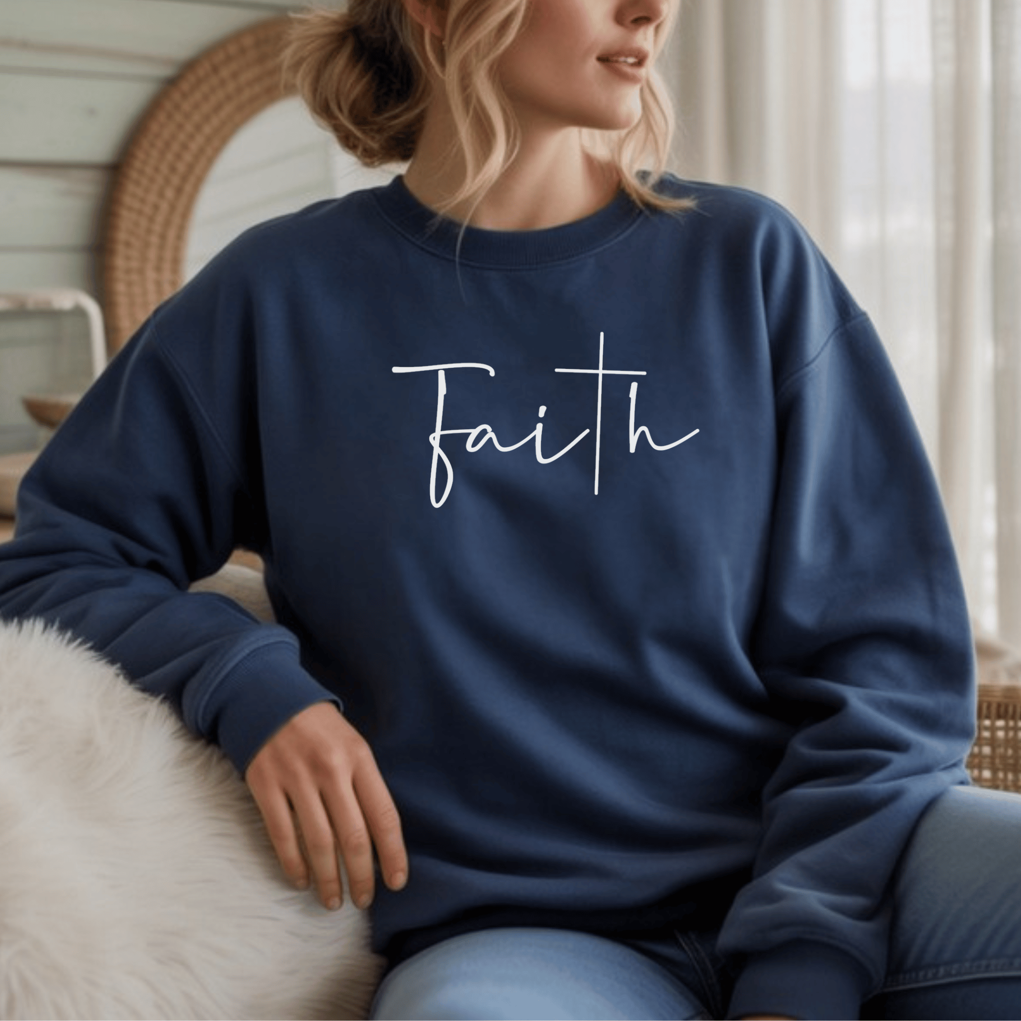Faith Sweatshirt — Handwritten Faith Crewneck for Christian Gifts