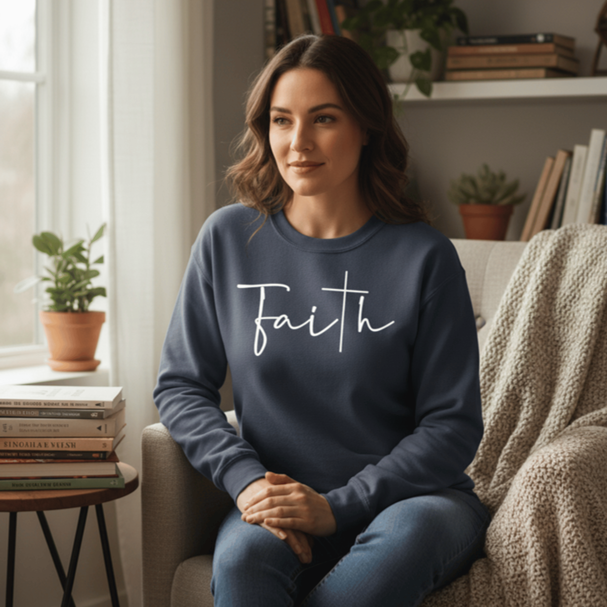 Faith Sweatshirt — Handwritten Faith Crewneck for Christian Gifts