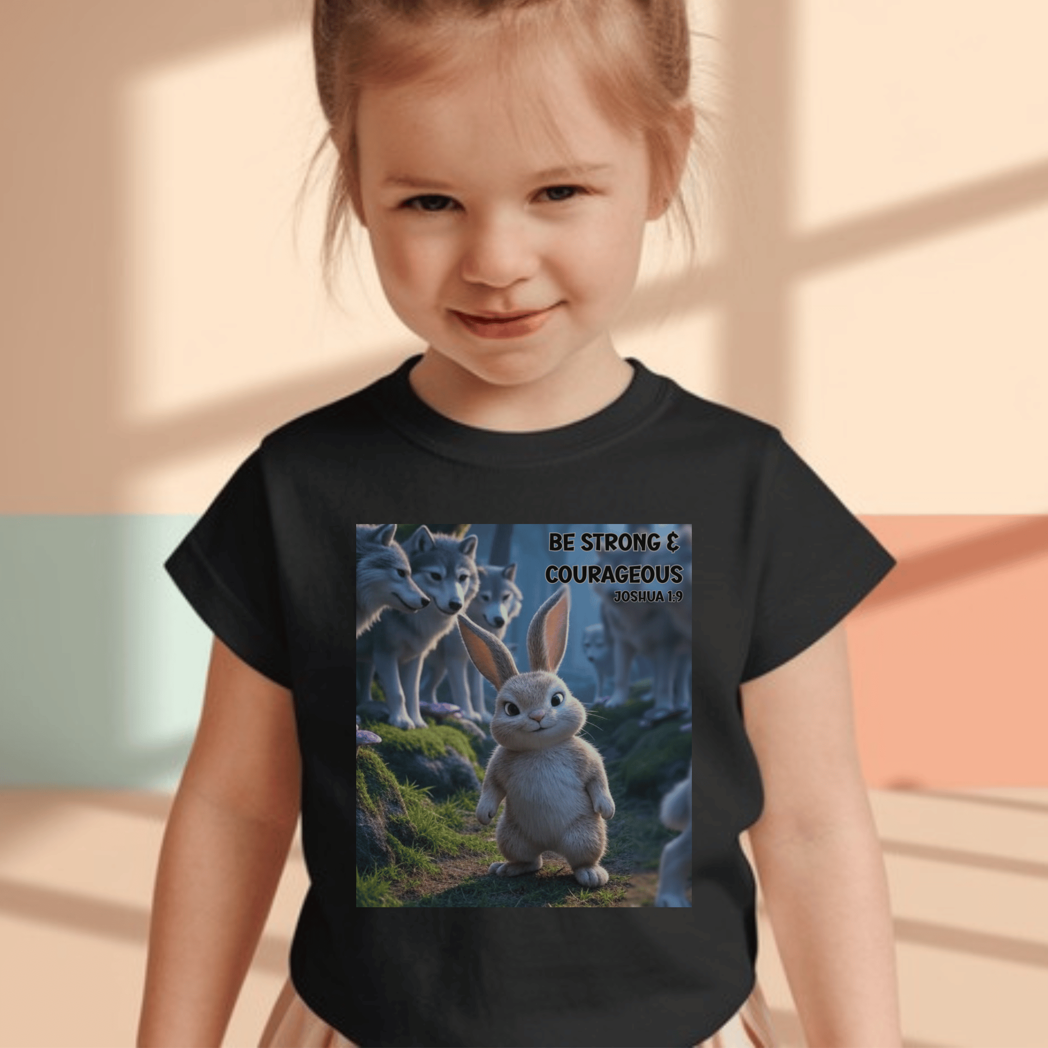 Faith Kids T-Shirt – Be Strong & Courageous Joshua 1:9 Tee