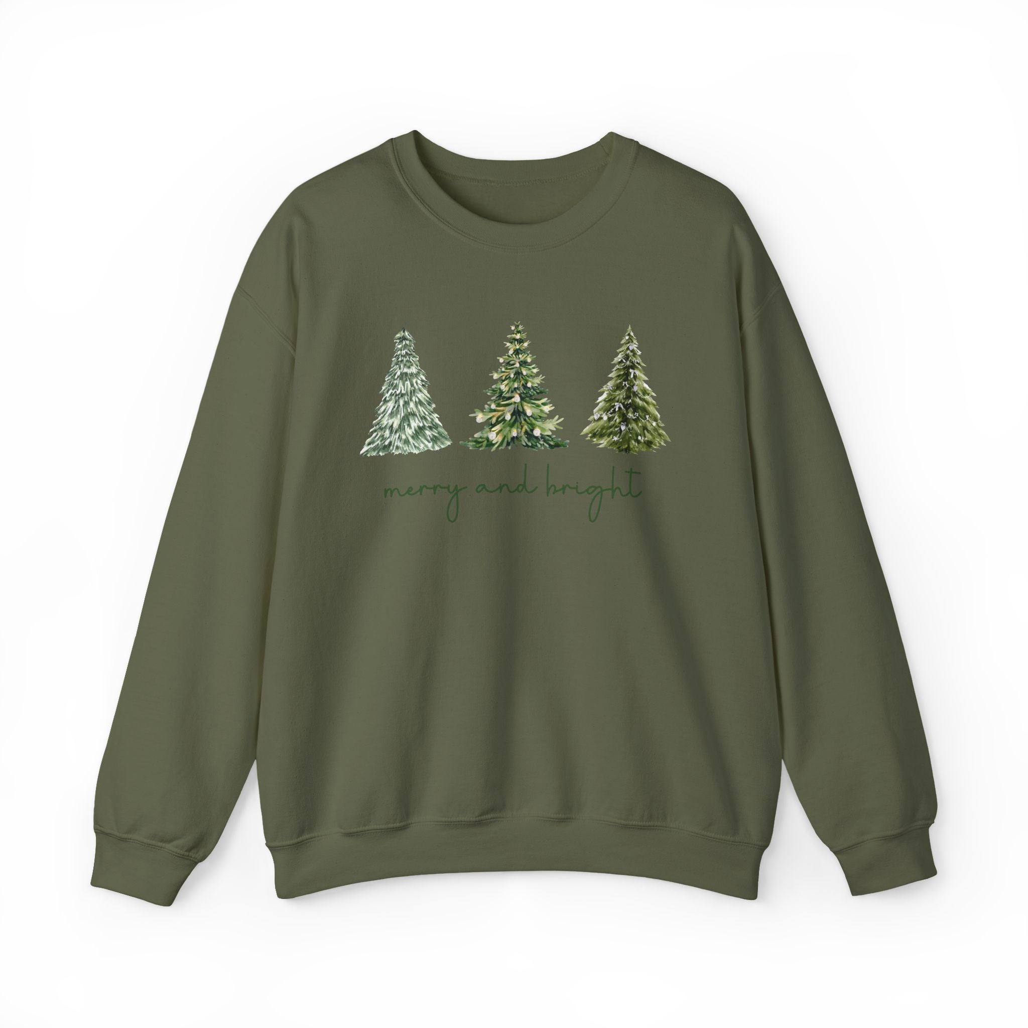 Merry and Bright with Christmas Trees Sweatshirt