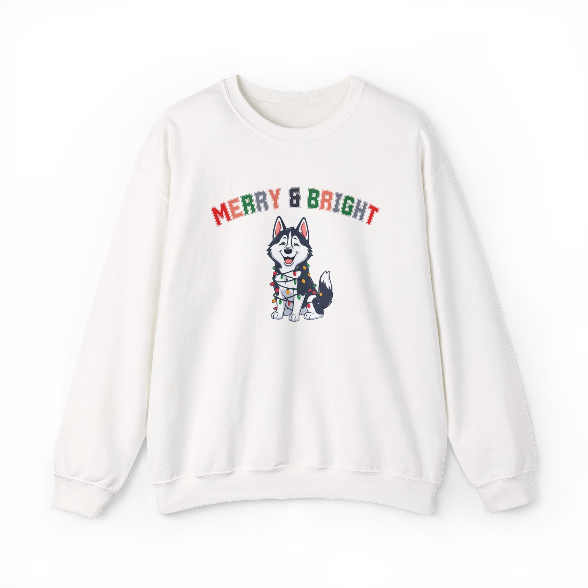 Merry and Bright Husky Puppy Sweatshirt