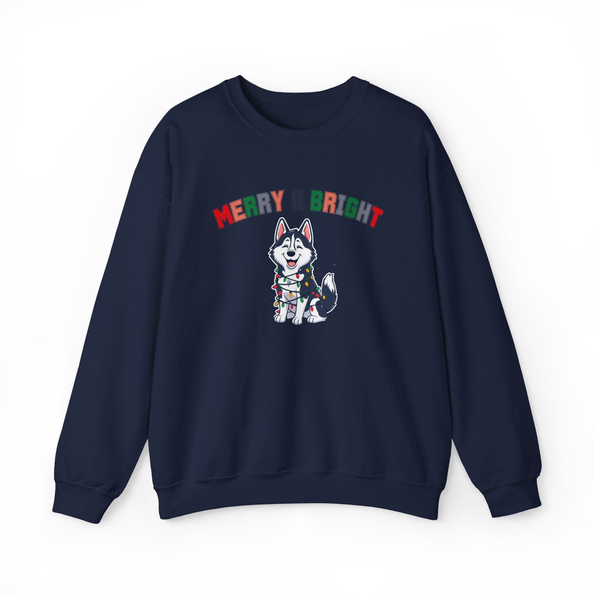 Merry and Bright Husky Puppy Sweatshirt