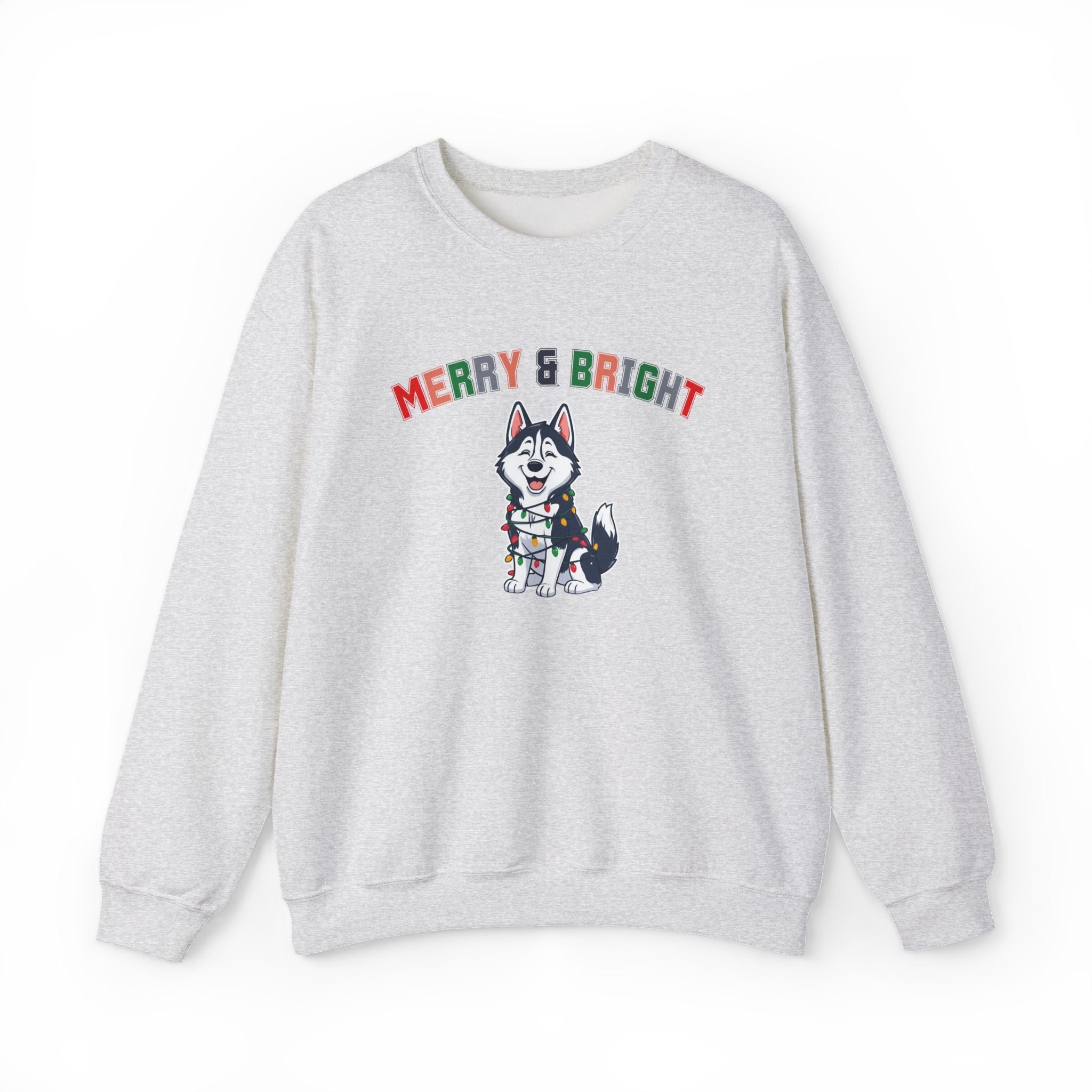 Merry and Bright Husky Puppy Sweatshirt