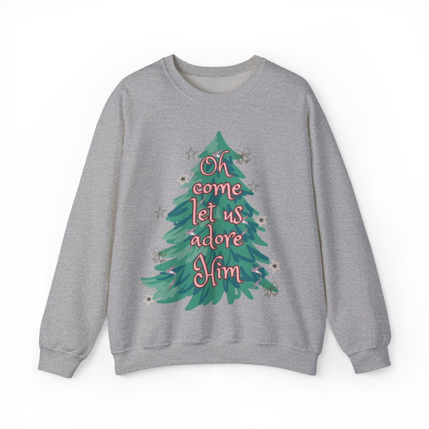 Oh Come Let Us Adore Him Tree Sweatshirt