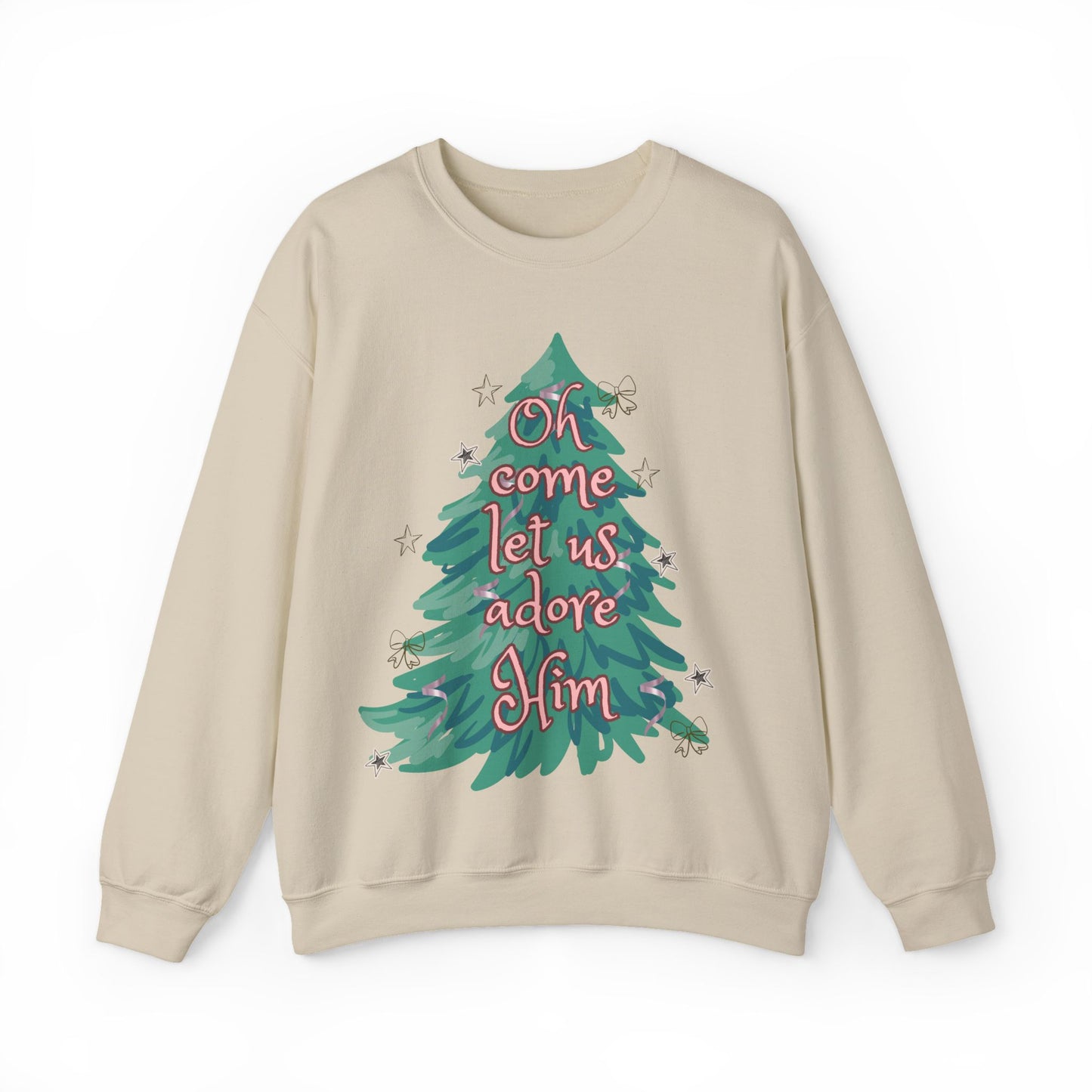 Oh Come Let Us Adore Him Tree Sweatshirt