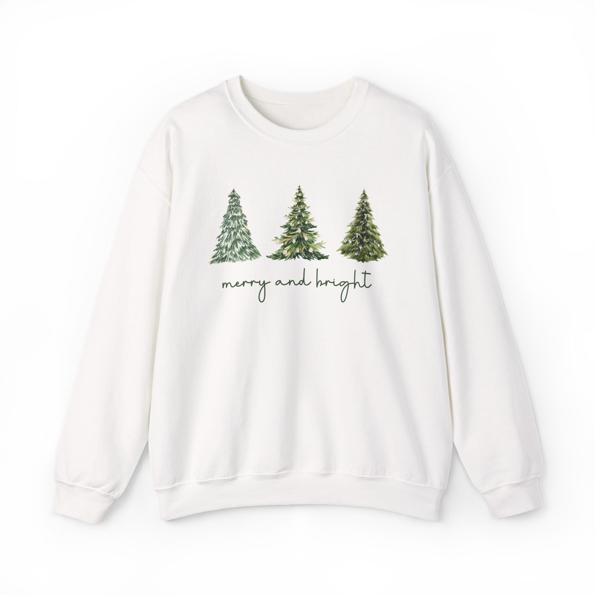 Merry and Bright with Christmas Trees Sweatshirt
