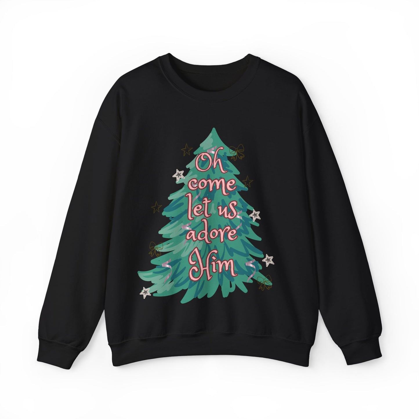 Oh Come Let Us Adore Him Tree Sweatshirt