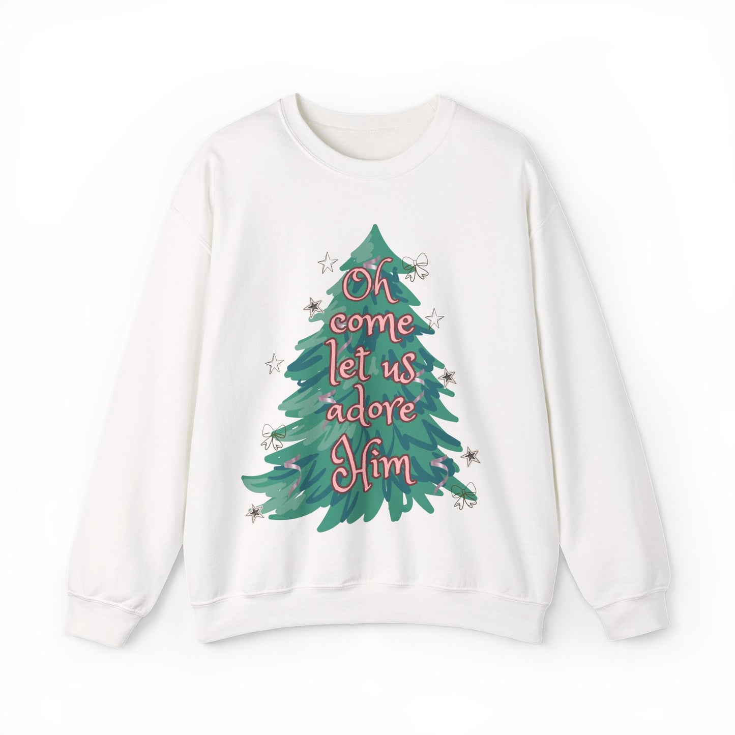 Oh Come Let Us Adore Him Tree Sweatshirt