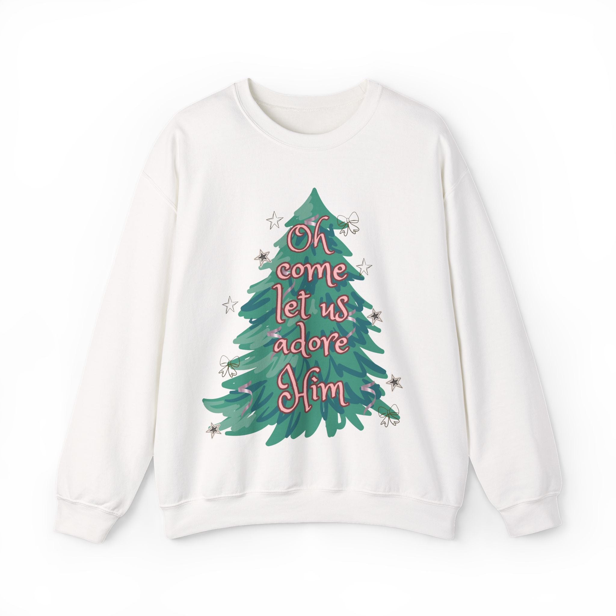 Oh Come Let Us Adore Him Tree Sweatshirt