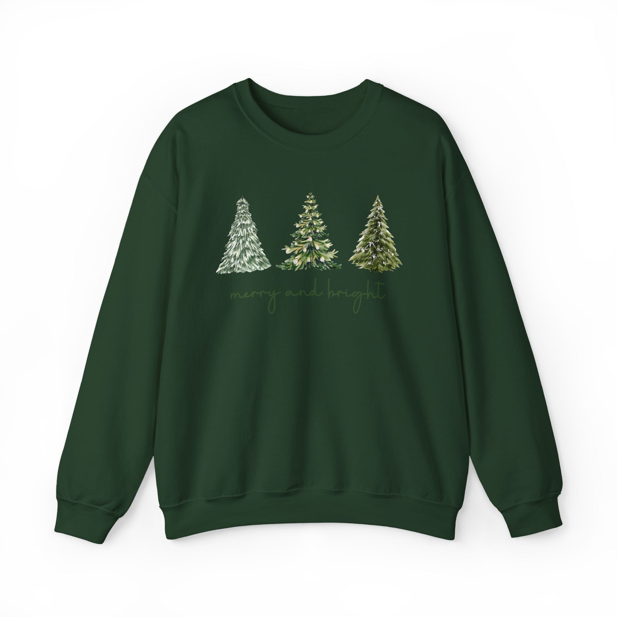 Merry and Bright with Christmas Trees Sweatshirt