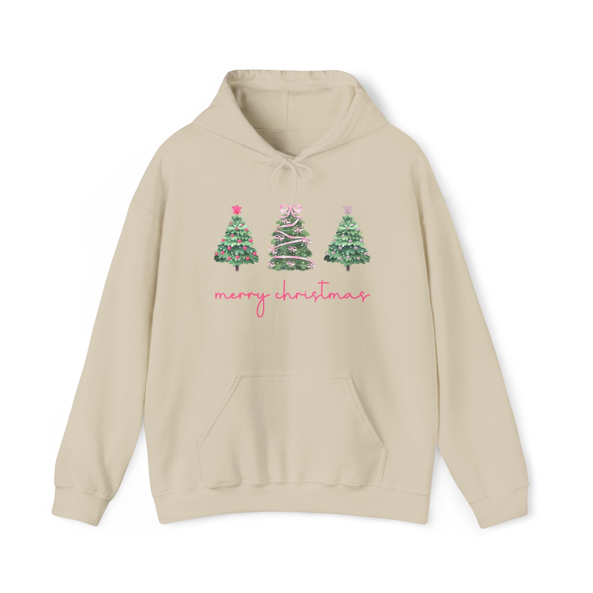 Merry Christmas Hoodie — Trio of Festive Christmas Trees