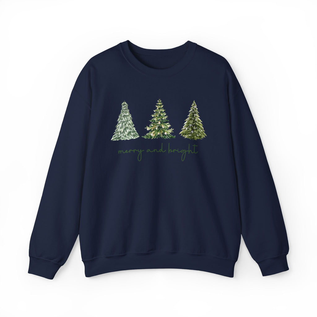 Merry and Bright with Christmas Trees Sweatshirt