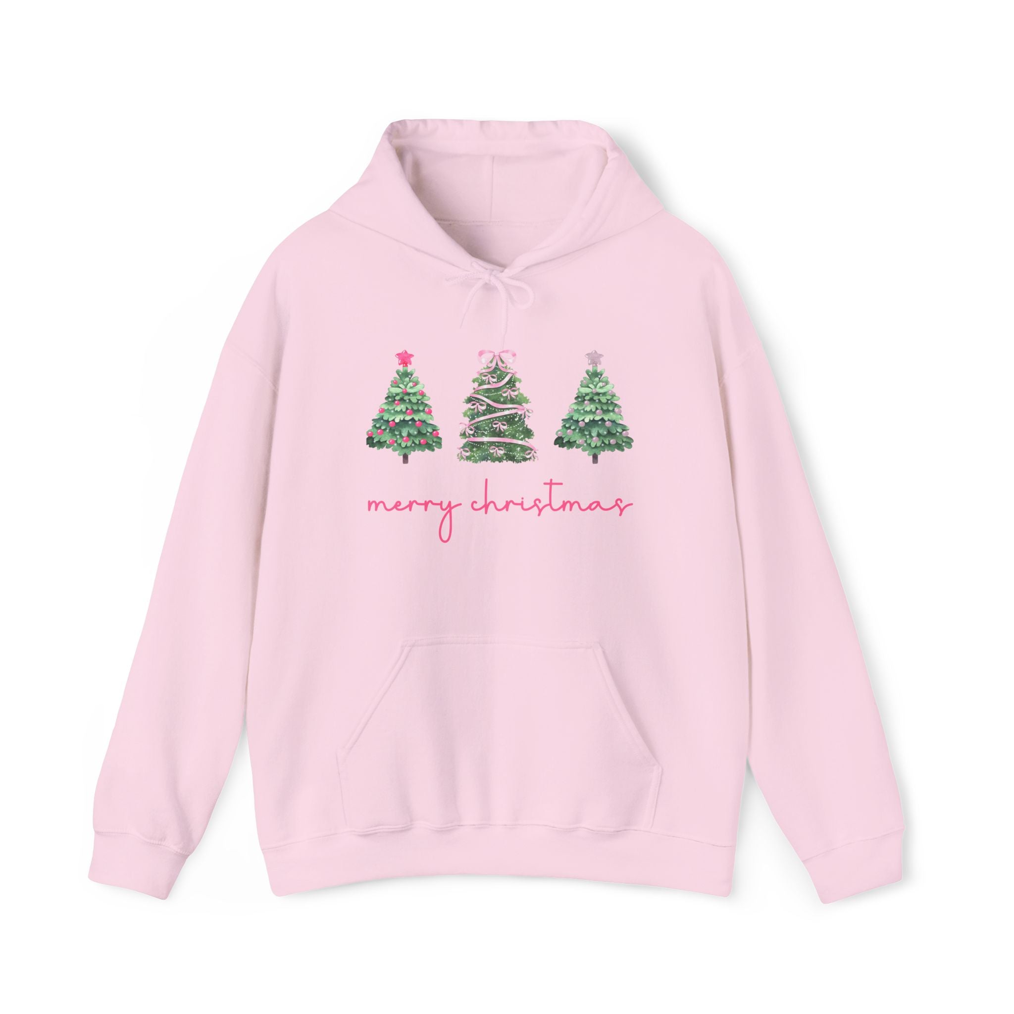 Merry Christmas Hoodie — Trio of Festive Christmas Trees