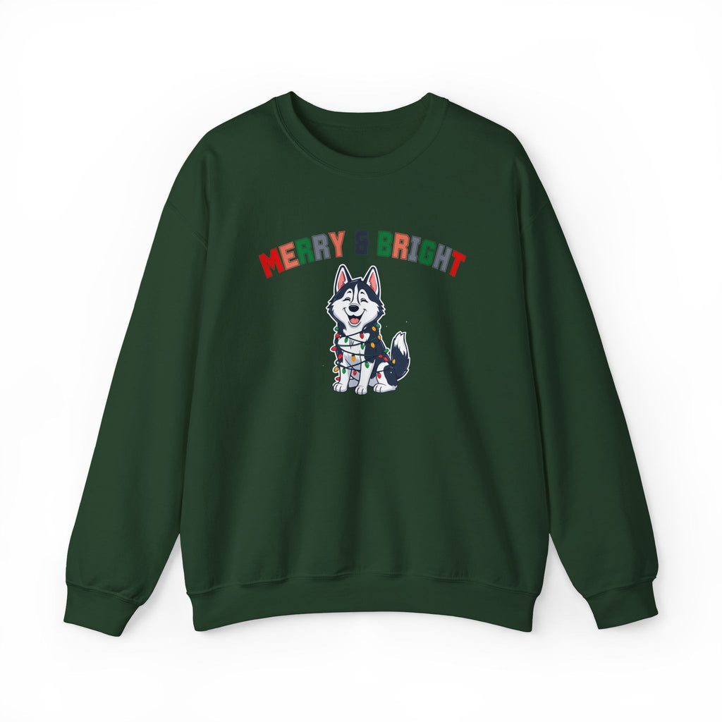 Merry and Bright Husky Puppy Sweatshirt