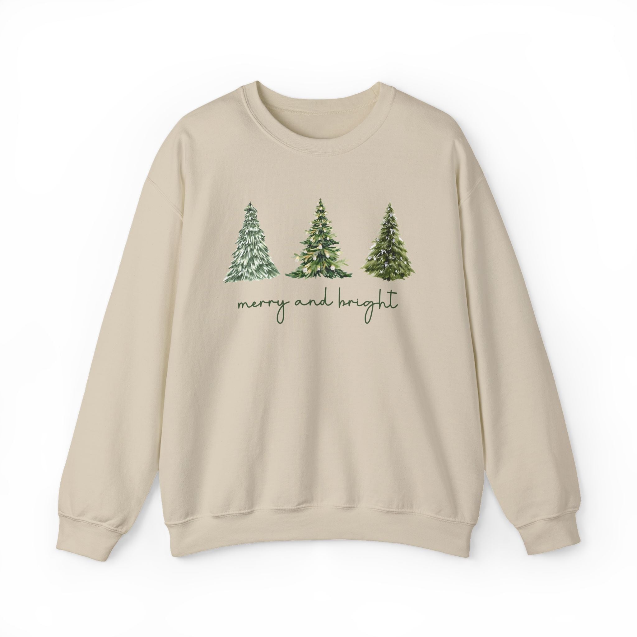 Merry and Bright with Christmas Trees Sweatshirt