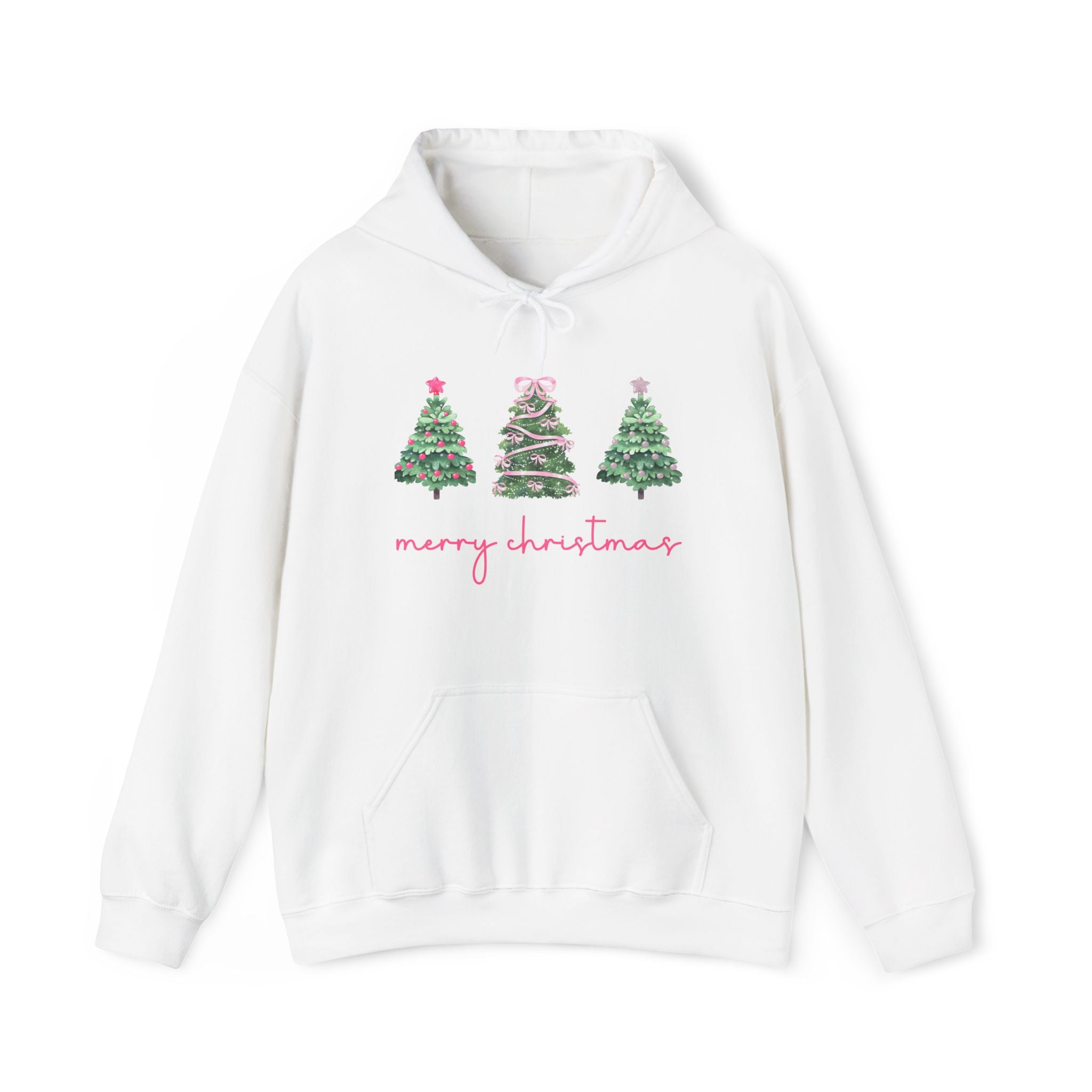 Merry Christmas Hoodie — Trio of Festive Christmas Trees