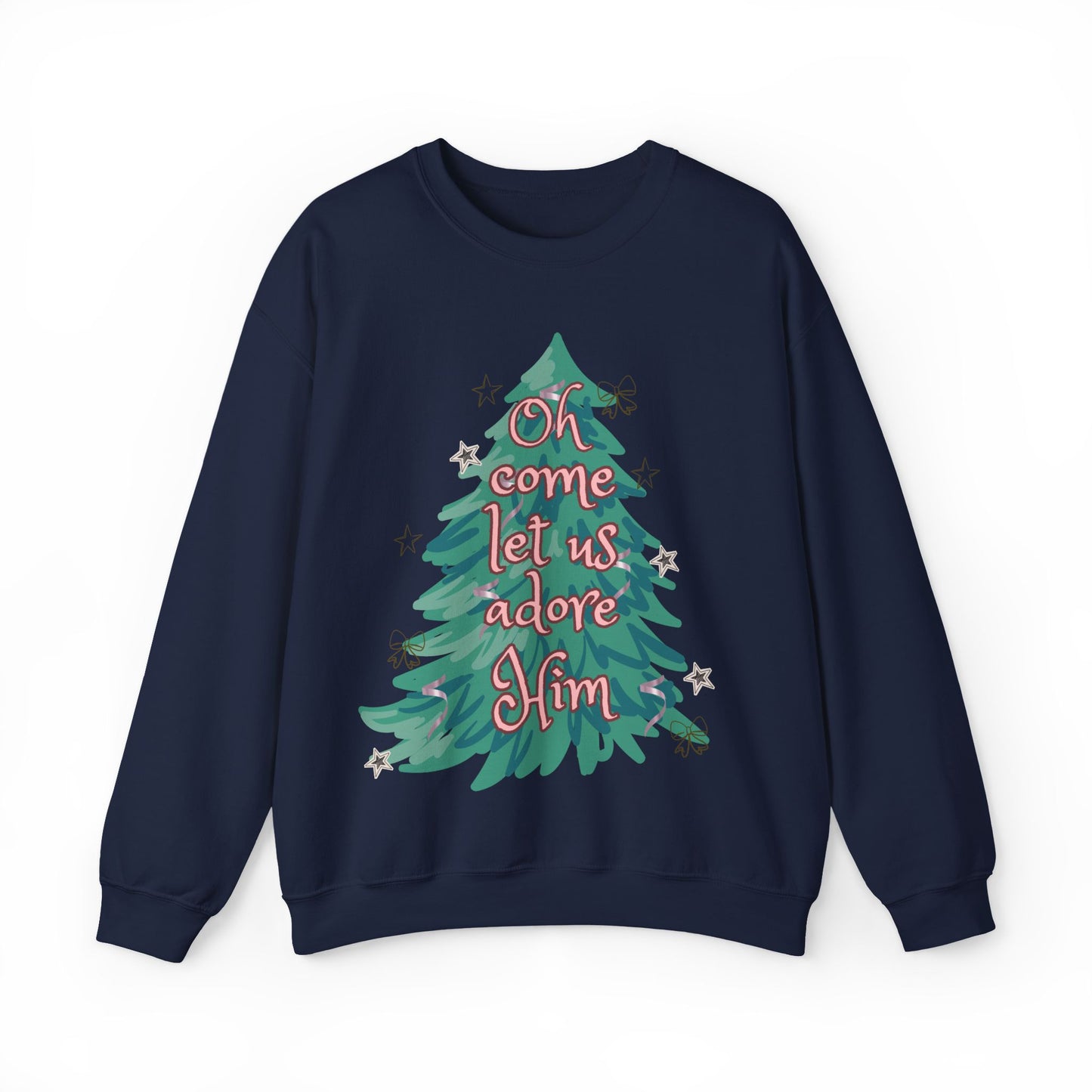 Oh Come Let Us Adore Him Tree Sweatshirt