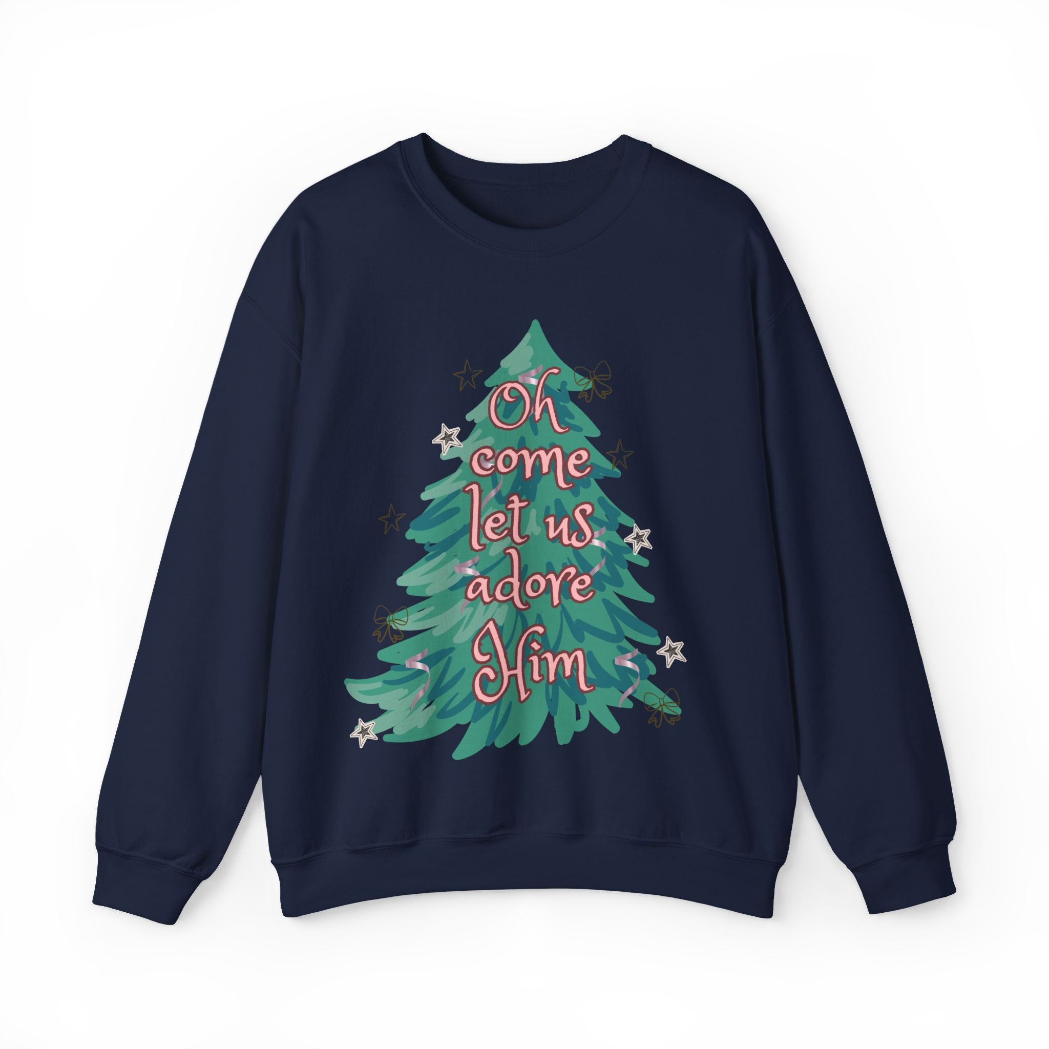 Oh Come Let Us Adore Him Tree Sweatshirt