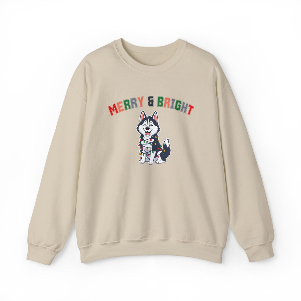 Merry and Bright Husky Puppy Sweatshirt