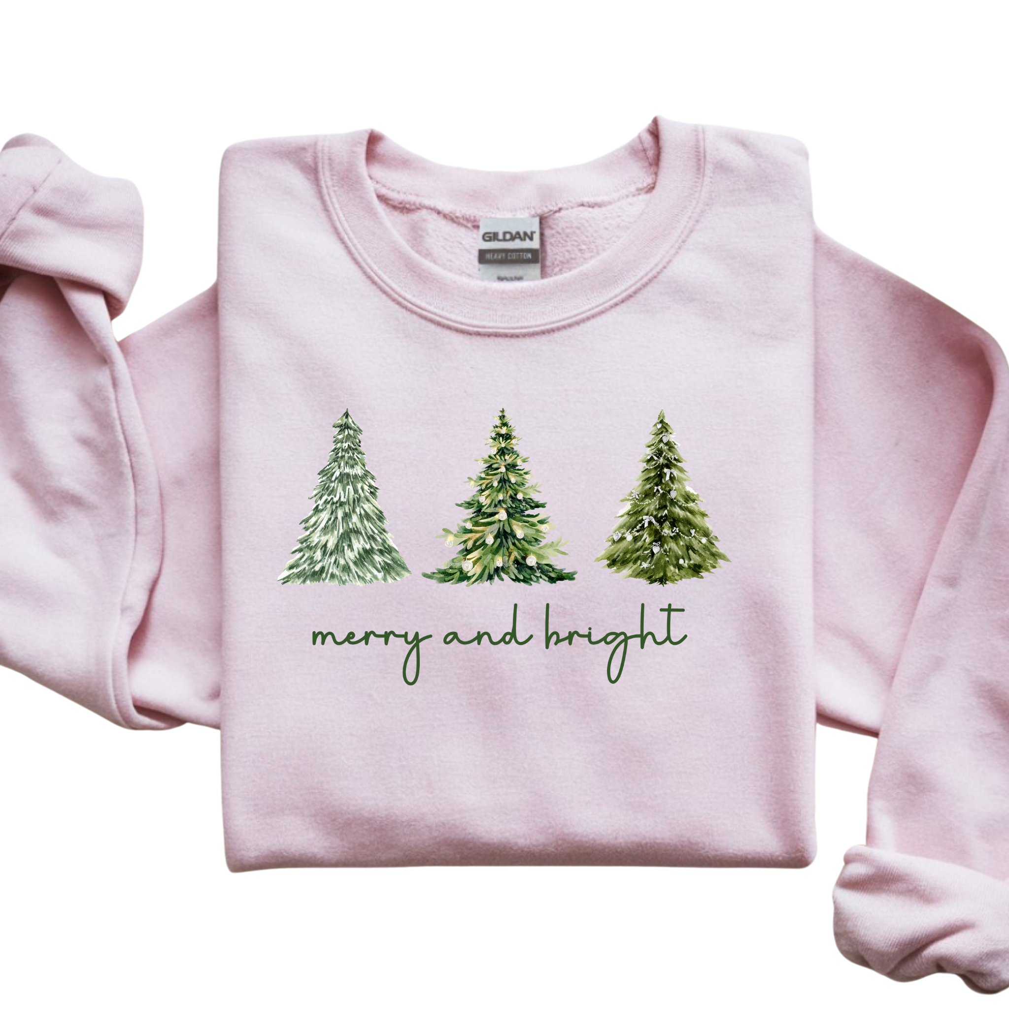 Merry and Bright with Christmas Trees Sweatshirt