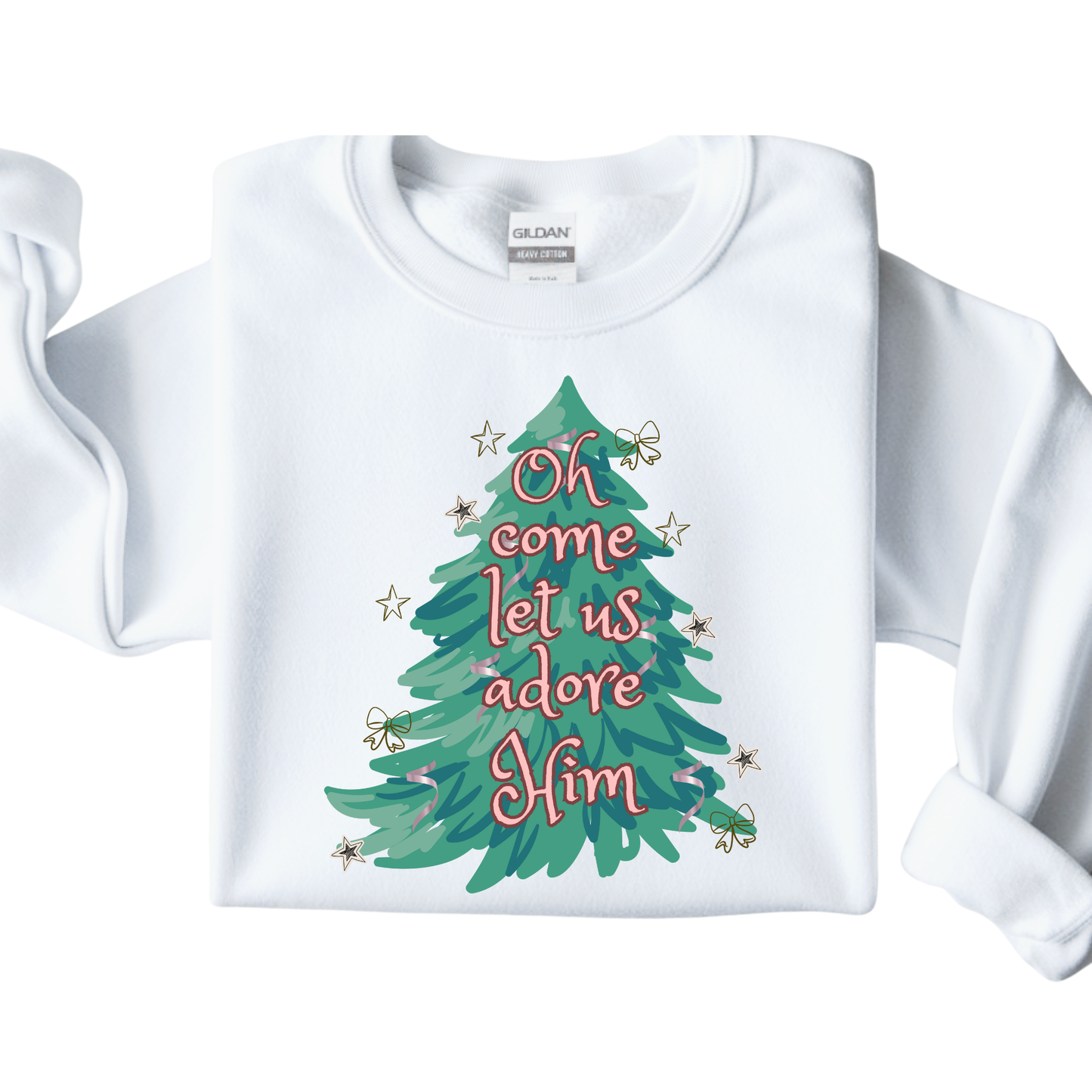 Oh Come Let Us Adore Him Tree Sweatshirt